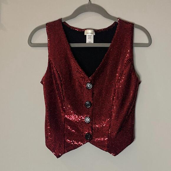 Red Sequined Vest Top M - Picture 3 of 5
